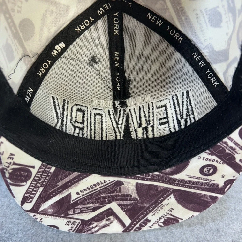 New York Men Maroon T&T Snapback Hat All Over Money Print Embroidered OS